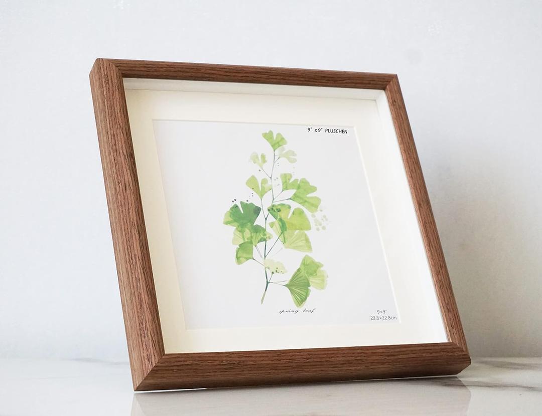 9x9 Wooden Picture Frame with 7x7 mat, 9x9 Square Picture Frame with Glass, For Wall and Desktop Display, Wood Photo Frame