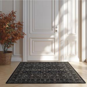 Ruaruarug Area Rug Non Slip Machine Washable Ultra Soft Living Room/Bedroom/Kitchen/Outdoor/Classroom Black Grey, 2'3'