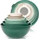 WHYSKO Mixing Bowl Set, 12 Piece Colorful Plastic Mixing Bowls with Lids Set for Food Prep Storage and Serving, Dishwasher Safe Microwave Safe for Kitchen Baking Cooking (Green)