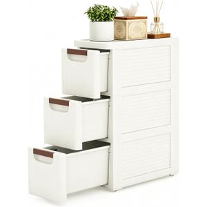 3 Drawers Narrow Bathroom Storage Cabinet, Slim Storage Cabinet, Plastic Slim Storage Cart Drawers for Small Spaces, Laundry, Office, Home, White, 3 Tiers