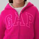 GAP girls Logo Hoodie Hooded Full Zip Sweatshirt (Small, Bright Beet)