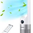 Bladeless Fan, 26" Bladeless Tower Fan with Remote, 8 Speeds, 90 Oscillation, 9 Hour Timer, Large LED Display with Auto Off, Easy to Clean, Standing Floor Fan for Bedroom, Home, Office