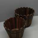 Wooden Barrel Planters Flower Pots for Indoor Outdoor Plants, 10+11.5 inch Rustic Patio Garden Front Porch Planters Plant Pots Outdoor Decor Set of 2