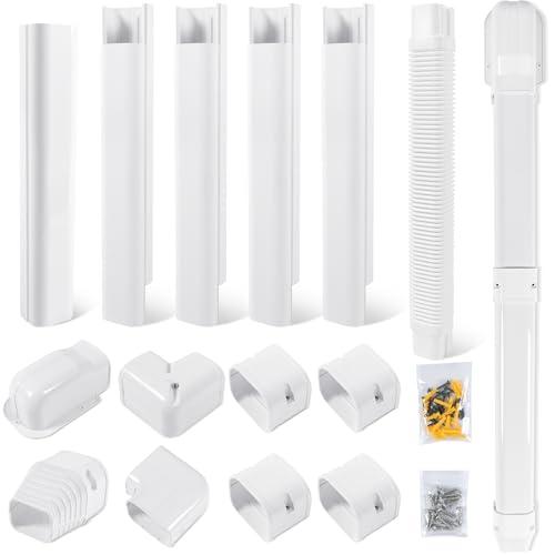 KuriProtect 3" 10Ft PVC Decorative Line Set Cover Kit - Protection for Mini Split, Central Air Conditioner & Heat Pump(White)