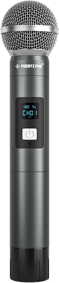 Phenyx Pro Portable Wireless Microphone, 900MHz UHF Dynamic Microphone, Metal Cordless Mic, Handheld Transmitter for PDP-1/2 in 900MHz UHF Band (PWH-P-900)