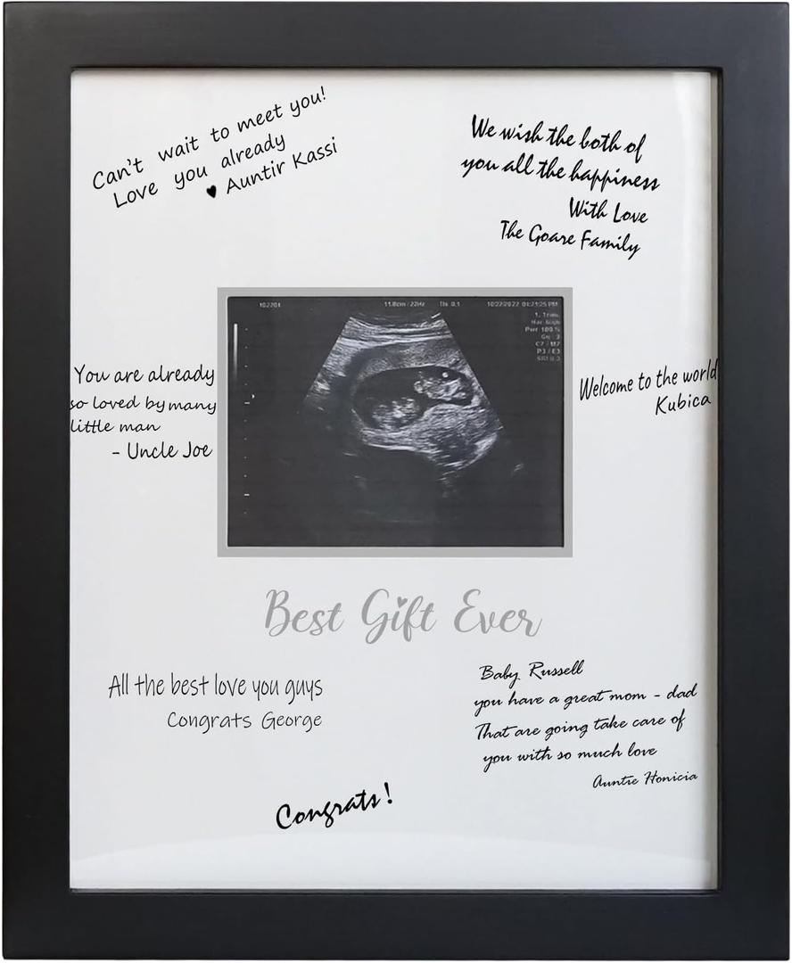 Sonogram Signature Frame Guest Book, Ultrasound Picture Keepsake Frame, Baby Shower Guest Book Alternatives, Gender Neutral Baby Shower Party Decor, Gift for Expecting Moms, Black