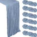 6 Pack Dusty Blue Cheesecloth Table Runner 10Ft Gauze Cheese Cloth Table Runner 35x120 Inch Boho Sheer Rustic Fabric for Party Decor Baby Shower Wedding Centerpiece Home Table Decorations