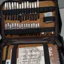 Nicpro 58 PCS Art Drawing Supplies Kit in Leather Case, Art Mechanical Pencil Set with 6 Metal Drafting Pencil 0.5 & 0.7 & 0.9 & 2mm, 12 Micron Pen, Sketch Book, 30 Tube Lead Refills for Sketching