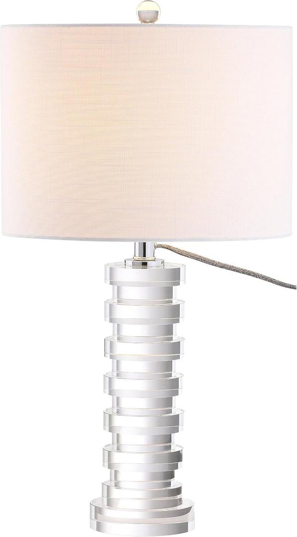 JONATHAN Y Sasha 25" Crystal Geometric Column Table Lamp, Clear