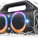 IPX67 Waterproof Bluetooth Speaker:80W(Peak) Loud Outdoor Portable Wireless Party Speakers with LED Lights,20H Playtime,Bluetooth 5.3,Deep Bass & TWS for Pool,Beach