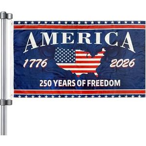 Tuhangcc USA 250th Anniversary Flag Printing with unique pattern design 3 x 5 ft United States Semiquincentennial Independence Day for Indoor Outdoor Decoration