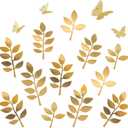 Paper Leaves Set Decor Flower Golden Decorations for Decals Family Tree Photo Wall Crafts Leaf Glitter Butterfly Baby Shower Backdrop Nursery 16pcs
