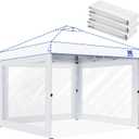 FANPAT 3Pcs Clear Canopy Sidewalls for 10x10 Pop Up Tent, Transparent Window Curtain Cloth, 8 Mil PVC Enclosure Fabric with Zipper, White (Not Including Frame and the top,Sidewalls ONLY)