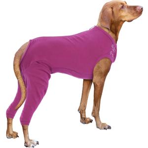 Nanaki Dog Wound Care Shirt, Dog Leg Sleeve To Stop Licking Rear Leg And Abdomen, Doggy Surgery Suit Female Spay,Doggy Onesie For Surgery Female Male, Pet Surgical Recovery Suit Pet Wound Heal Clothes (2XL(Back:23.2", Weight:40-85Ib), Purple)