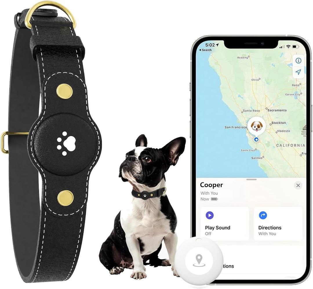 GPS Tracker for Dogs  Smart Dog Collar & Pet Tracker with Real-Time Location, No Monthly Fee, Unlimited Range (iOS Only)  Fits Small to Large Dogs(Locator Included) (Black)