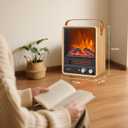 shinic Electric Fireplace Heater, 3D Flame Effect & Sound (Oak), 11.8" x 6.1" x 14.7"