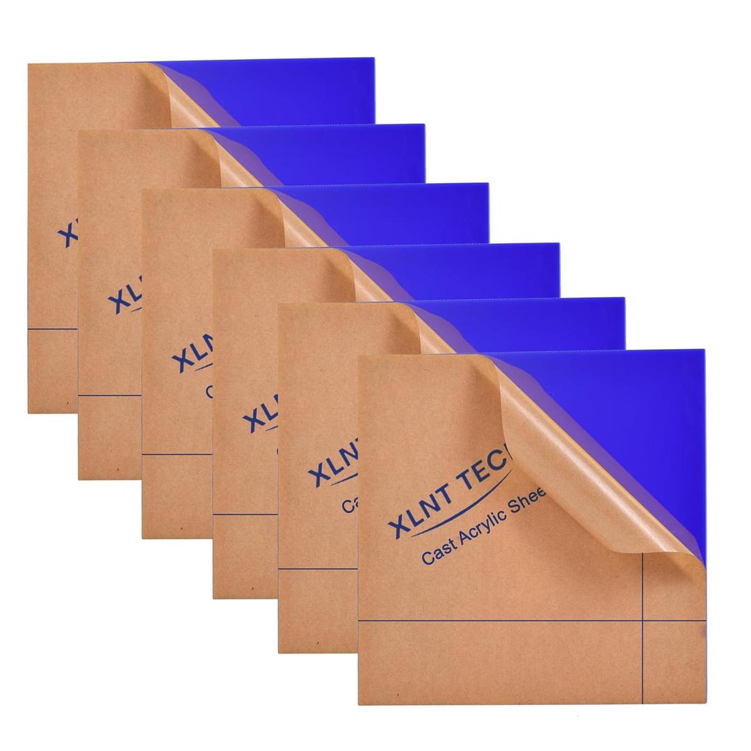 6 PCS Dark Blue Cast Acrylic Opaque (no-Transparent) Plastic Sheet 8 x 8 Inch (.118" Thick), for Signs, DIY Projects.