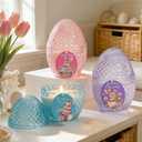 Lanpn 2 Pcs Easter Egg Candles Gift Set, Spring Easter Scented Candle 4.7", Each 3.5oz Soy Wax, Decorative Egg Shaped Jar Candle for Woman, Party Holiday Home Table Decor, Pastel Color