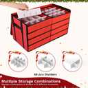 Christmas Ornament Storage Box, Organizer with 8 Removable Trays and Adjustable Dividers Holds 128 Pcs Decoration Balls, Dual Zipper for Christmas Ornament Storage (Red)