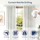 ENJOYBASICS No Drill Curtain Rods for Window 48 to 84 Inches, 5/8 Inch Diameter Renter Friendly Drapery Rod with Adhesive Brackets without Drilling, Adjustable from 27 to 90 Inches, White