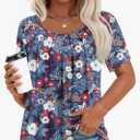 Anymiss Womens Spring Tunic Tops 2026 Summer Dressy Casual Blouses Square Neck Short Sleeve T Shirts Medium