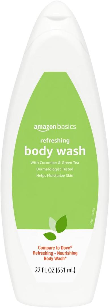 Amazon Basics Refreshing Nourishing Body Wash, Cucumber & Green Tea, Moisturizing, Paraben Free, Rich Lather, 22 fl oz (1-Pack)