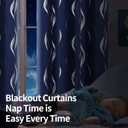 BGment Wavy Navy Blue Blackout Curtains 63 Inch Length 2 Panels Set, Thermal Insulated Privacy Grommet Window Drapes for Kids Boys Bedroom, 52 x 63 Inch