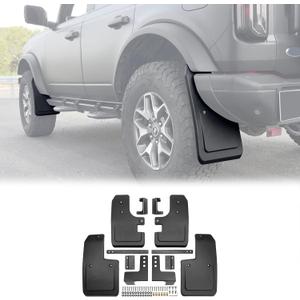Mud Flaps for 2021-2025 2026 Ford Bronco 2/4-Door, No Drill Splash Guards Front & Rear Truck Mud Guards with Hardware Accessories Mudflaps Set 4pcs (NOT for Sport)