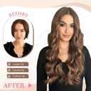 Fliace Clip in Long Wavy Synthetic Hair Extensions 20 Inch Brown with Caramel Highlights 6PCS Thick Hairpieces Fiber Double Weft Hair for Women