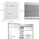 WallBeyond 22 x 28 LED Bathroom Medicine Cabinet, Rounded Corner Aluminum Frame Lighted Mirror Cabinet with 3-Color Dimmable Lighting, Memory & Anti-Fog, Recessed or Surface Mount Installation