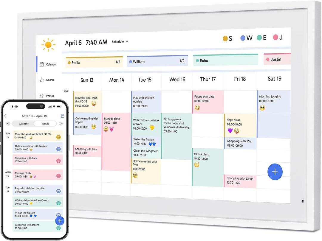 Dragon Touch 21.5" Digital Calendar Chore Chart  1080P Full HD Interactive Touchscreen, Smart Family Planner, Hearth Display Digital Calendar Wall & Desk Mountable for Seamless Scheduling