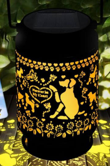 Solar Lantern Pet Memorial Gifts, with Picture Frame Keychain/Sympathy Card Dog Memorial Gifts for Loss of Dog Outdoor Solar Light Loss of Dog Sympathy Gift(with Silver Paw Keychain)