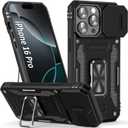 Case for i Phone 16 Pro Phone Case 16 Pro Case with Camera Cover, with Ring Holder Kickstand, with Magnet Car Mount Function, for iPhone 16 Pro (Black) (iPhone 16 Pro 6.3 inch)