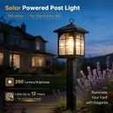Solar Post Light Outdoor, Dusk to Dawn Outdoor Post Lamp with Pier Mount Base, 3-in-1 Mounting (Pier/Pole/Hanging), Wireless Black Waterproof Fence Pole Light for Garden Yard Patio Entryway