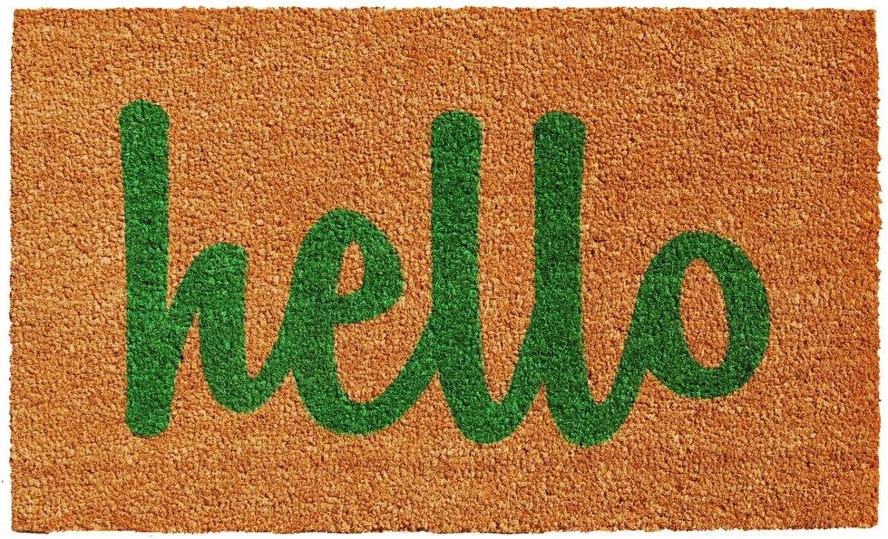 Calloway Mills 100382436NGS Script Hello Doormat, 24" x 36", Natural/Green