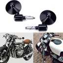 Universal Black Motorcycle Aluminum Rearview Side Mirrors 7/8" Bar End For Cafe Racer Bobber Cruiser Scooter