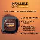 L'Oreal Paris Infallible Up to 24H Fresh Wear Soft Matte Longwear Bronzer. Waterproof, heatproof, Transfer, humidity and sweatproof, Medium, 0.31 oz