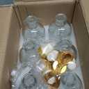 6 Pack 7 oz Clear Glass Bottles with Airtight T-Top Gold Cap, Vintage Liquor Bottles with Labels, String, Funnel, Heavy Base Decorative Whiskey Bottle for Beer, Wine, Vanilla Extract, Beverages