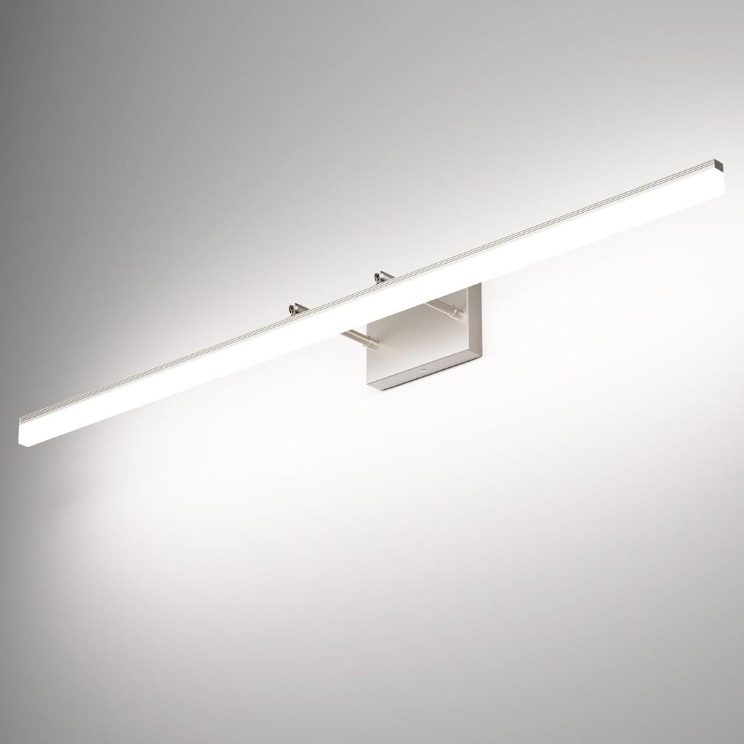Aipsun 48inch Brushed Nickel Bathroom Llight Fixtures LED Vanity Light Adjustable Modern Vanity Lights Over Mirror Rotatable Lighting 5500K