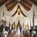 10 Panels 5ft(W) x 20ft(H) Ivory Ceiling Drapes for Wedding Parties 20 FT Extra Long Thick Polyester Wrinkle-Free Drapery Tent Decor Decorations for Birthday Party Ceremony Stage Swag, 60"W x 240"L