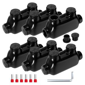 Joinfworld Insulated Inline Splice Connector 250CMC-6 Gauge Aluminum to Copper Wire Connectors Aluminum Wire Connectors Electrical Inline Splice Connector with 5/16" Slotted Allen Hex - 6 Pack