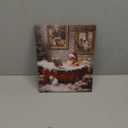 Funny Christmas Bathroom Canvas Wall Art Framed Santa Claus Reading in Bathtub Poster Painting Wall Decor Xmas Cat Picture Artwork for Bathroom Washroom Toilet Decoration, 8x10 Inch