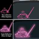 2 x Cute Cat Rear Wiper Sticker, High Reflective Funny Cat Dreaming Fish Sticker Cat Waving Tail Decal Reflective Stickers Car Rear Window Decoration Windshield Vinyl Sticker (Purple)
