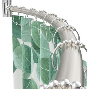 Curved Shower Curtain Rod For Bathroom 38-72 Inches, Adjustable Length, Curved Shower Rod, Metal Rods&Brackets, Round Shower Curtain Rods, Rotate Bracket For Large Shower Space, Need Drilling, Nickle (Brush Nickel)