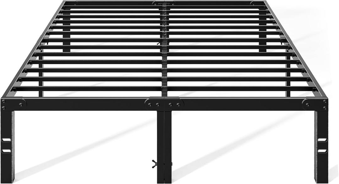 OLIXIS 14in Full Size Metal Platform Bed Frame - Heavy Duty 800LBS Mattress Foundation with Storage Space, No Box Spring Needed, Sturdy Steel Slat Support, Easy Assembly, Black