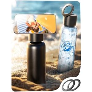 AINOPE Smart Water Bottle Beach Accessories with MagSafe Holder, Travel Sport Essential Gifts for Women Men, School Supplies Stainless Steel 24 oz Reusable Metal Insulated Bottle for Gym, 2 Pack