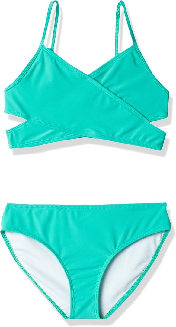 Kanu Surf Girls' Coral Reef Beach Sport Wrap Around Bikini 2-Piece Swimsuit (Blue, S)