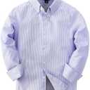 JOGAL Boys Long Sleeve Oxford Dress Shirts Casual Button Down Shirts Striped Tops for 8 Years