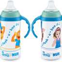 NUK Learner Cup, Ms. Rachel, 10 oz, 8+ Months, 2 pack  Soft Spout, Easy-Grip Handles, BPA Free, Spill Proof Transition Sippy Cup
