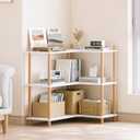 LUSHF L-Shaped Open Corner Bookshelf - 3-Tier Freestanding Bookcase, White